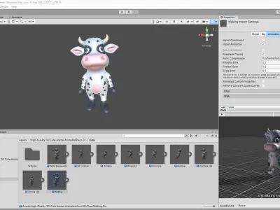 High-Quality 3D Cute Cow - Animated for Games Low-poly 3D model