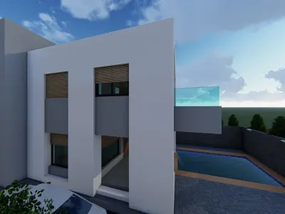 4 villa 2d 3d interior exterior walkthrough 3D model