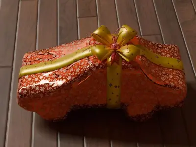 Gift toy car in festive packaging Free low-poly 3D model