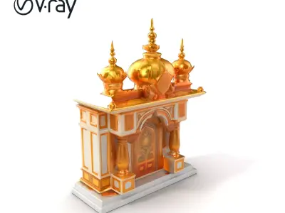 Ornate Temple with Brass Accents Model Pack Low-poly 3D model