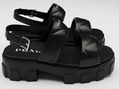 Sandals Prada Quilted black Low-poly 3D model