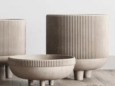 Vase Concrete Indoor Outdoor Set 03 3D model