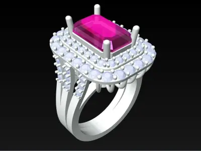 Rectangular Stone Rings - Womens Rings - N3947 3D print model