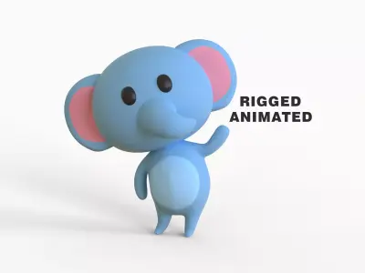 Little Funny Elephant Animated Low-poly 3D model