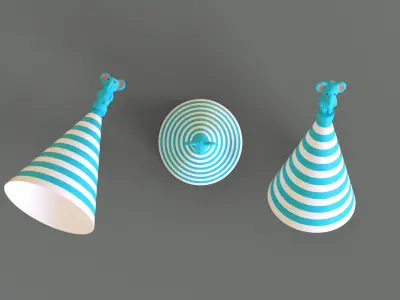 Birthday Hat - Colorful Party Decoration Prop 02 Low-poly 3D model