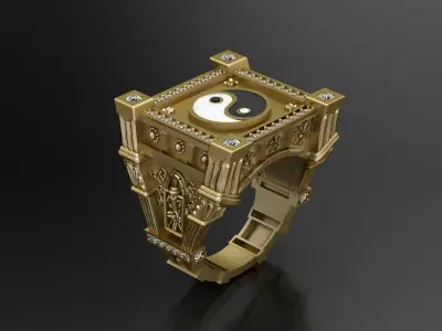 Ying and yang tower ring Free 3D print model