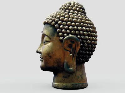 Buddha Old Golden Head Low-poly 3D model