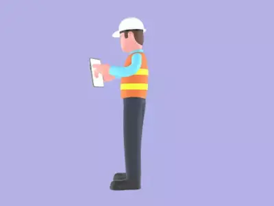 Stylized 3D Male Architect Character - Tablet Operation Pose 3D model