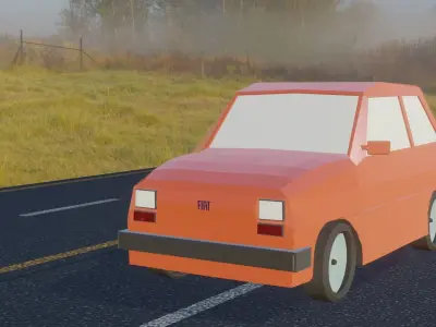 Fiat 126 Low Poly Low-poly 3D model