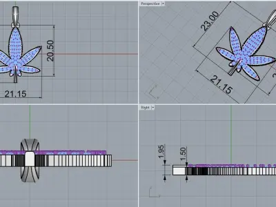 Hemp leaf marijuana Ganja leaf pendant model 292 3D print model