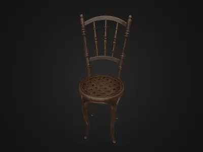 Old western style chair 03 Low-poly 3D model