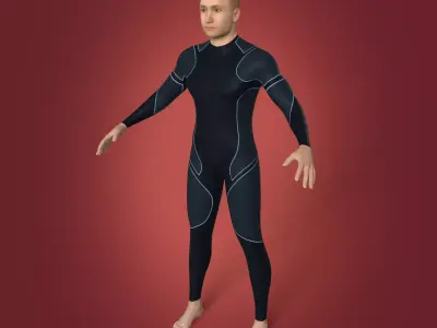 Rigged Surfer -Swimmer with IK and FK Rigging Low-poly 3D model