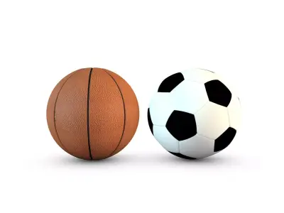 Soccer and Basketballs Low-poly 3D model