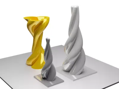 Twisted Spiral three Sculptures 3D print model