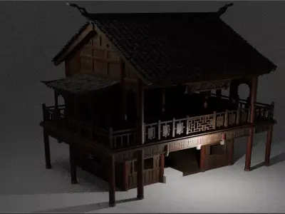 Chinese house Low-poly 3D model purchase