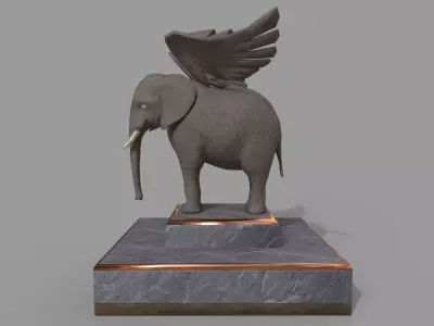 Elephant Statue Low Poly 3d Model Low-poly 3D model