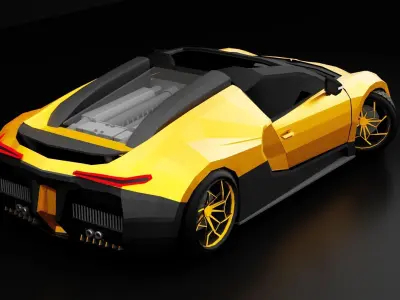 Baguette Voryen 2-33 Ultimate Super - Low Poly Generic Hyper Car Low-poly 3D model