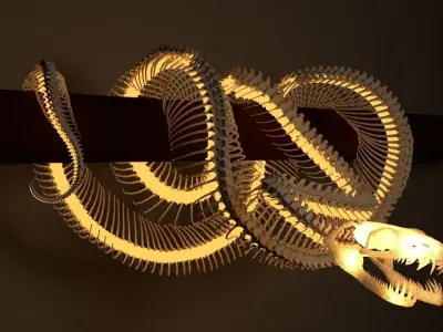 Python Skeleton Snake Lamp Decoration Scanned Printable replicas 3D print model