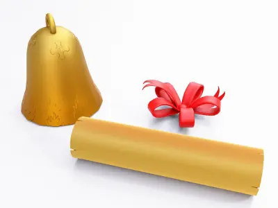 Christmas bell ribbon letter 3d model  Low-poly 3D model