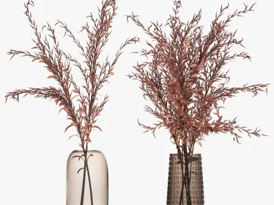 Bouquet of dried flowers in a glass vase 153 3D model