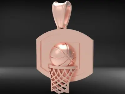 BASKETBALL HOOP CHARM PENDANT JEWELRY SPORTS 3D print model
