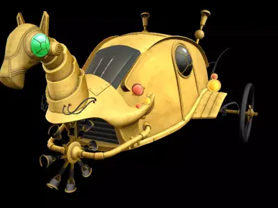 Steampunk Carriage Hand-Painted Low-poly 3D model