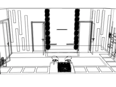 Sit-Out Area with Waterfall  Landscape Design 3D model
