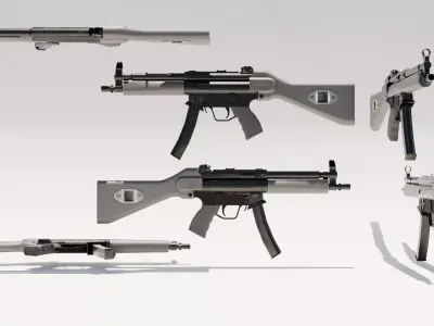 HK MP5 Modular Weapon  Game Ready Low Poly  PBR  Low-poly 3D model