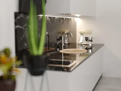 white interior and garden 3D model