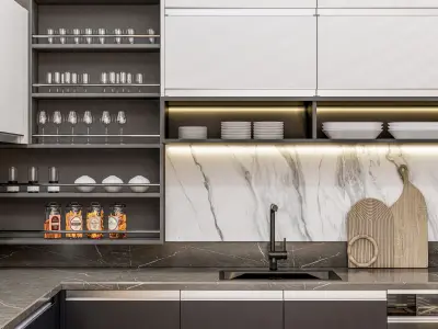 Kitchen fully parametric  Resizable manufacturable  006 3D model