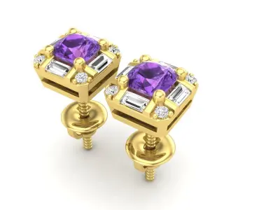 AV 592 Diamond Ladies Stud Earrings 3D print model