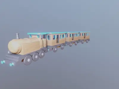 WOODEN LITTLE TRAIN and CARRIAGES BUNDLE - RogueFilmProductions Low-poly 3D model