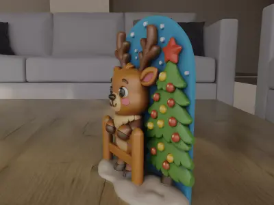 Cozy Christmas Reindeer Tree 3D Decor STL 3D print model