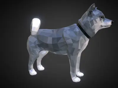 Dog Grey Low Polygon Art Low-poly 3D model