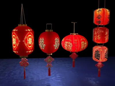 Chinese red lantern  3D model 41