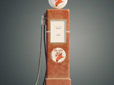 Old petrol pump Low-poly 3D model