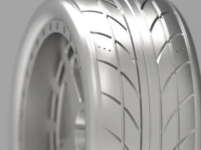 One-Piece 5-Spoke Racing Wheel with Integrated Tire 3D print model