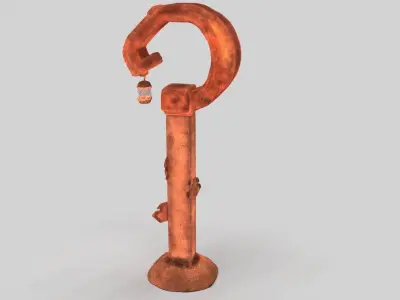 Medieval wooden direction sign Low-poly 3D model