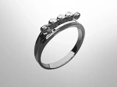 Ring-silver silver ring with diamonds 3D model