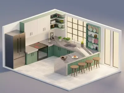 Kitchen isometric design 3D model