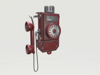 Old Red Phone Low-poly 3D model