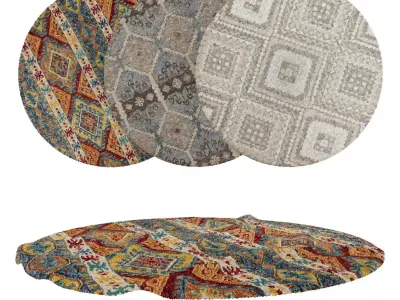 Round Rug Set 30 3D model