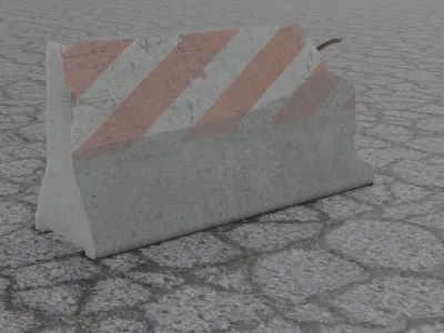 Concrete Road Barrier Destroyed 3D model