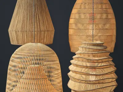 Rattan Lighting Set 3D Model Collection