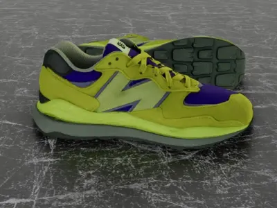 NEW BALANCE 3D SHOES - YELLOW - BLUE Low-poly 3D model