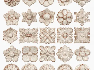 Collection of 25 classic rosettes 3D model