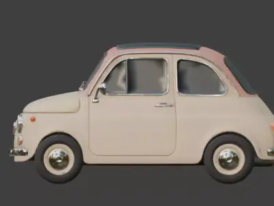 Pastel Cartoon Family Car 3D Model Low-poly 3D model