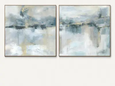 Plaster two square photo frames 57 Low-poly 3D model