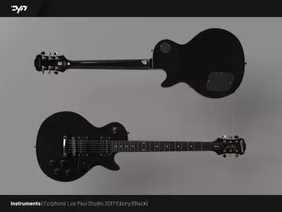 Electric Guitar - Epiphone Les Paul Studio 2017 Ebony - Black 3D model
