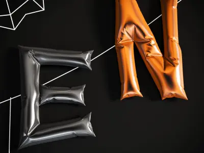 Balloons with festive inscriptions 3D model
